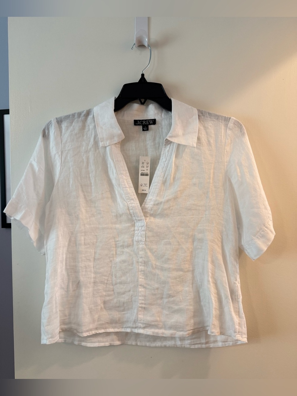 J. Crew white short sleeve linen top